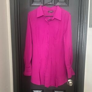 Lulumari Vibrant Pink Button-Down Blouse